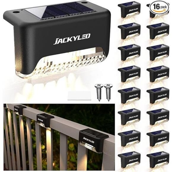 16 Pack, Step Lights Waterproof LED Solar Power Outdoor...